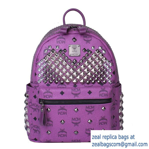 High Quality Replica MCM Small Stark Front Studs Backpack MC4237S Purple
